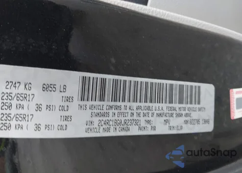 2018 Chrysler Pacifica Touring L z USA, uszkodzony, nr VIN 2C4RC1BG0JR237321